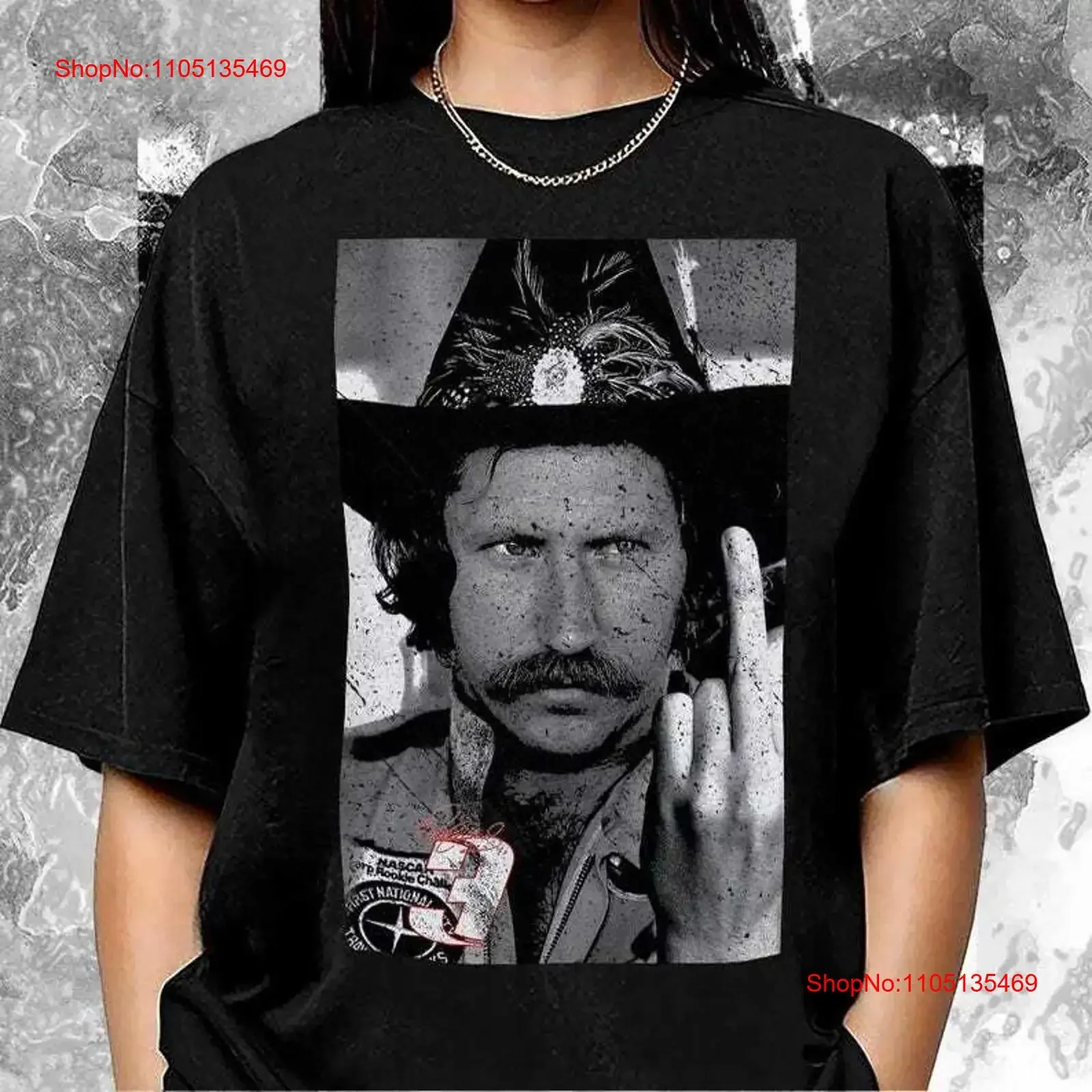 Dale Earnhardt Middle Finger T Shirt Funny vintage Washed fashion streetwear Casual designer clothes Top For Everyday Wear
