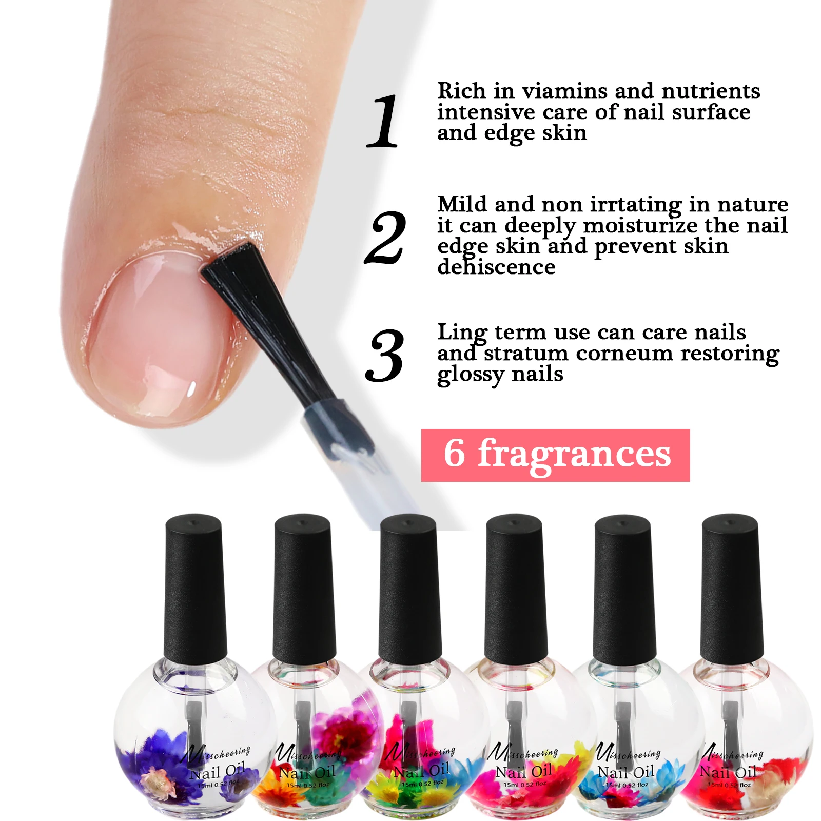 15 ml Pflegeöl, getrocknete Blumen, Planet, Weichmacher, Ernährungsöl, süßer Pfirsich/Lavendel-Geruch, Nagelhautöl, Nagelwerkzeug für die Nagelpflege