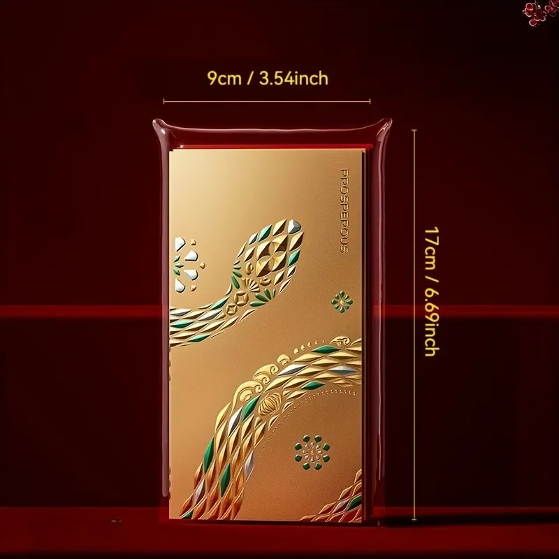 4Pcs 2025 Snake Year Red Envelope Chinese New Year Red Packet Premium Gold Foil, 6.7x3.5 Inches, New Year Supplies