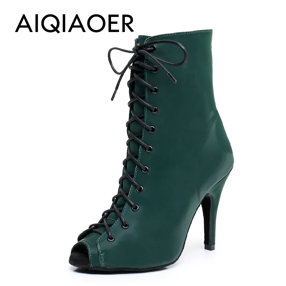 

Latin dancing shoes ladies salsa tango dance hall dance heel dancing boots green red girls high-grade dance sandals