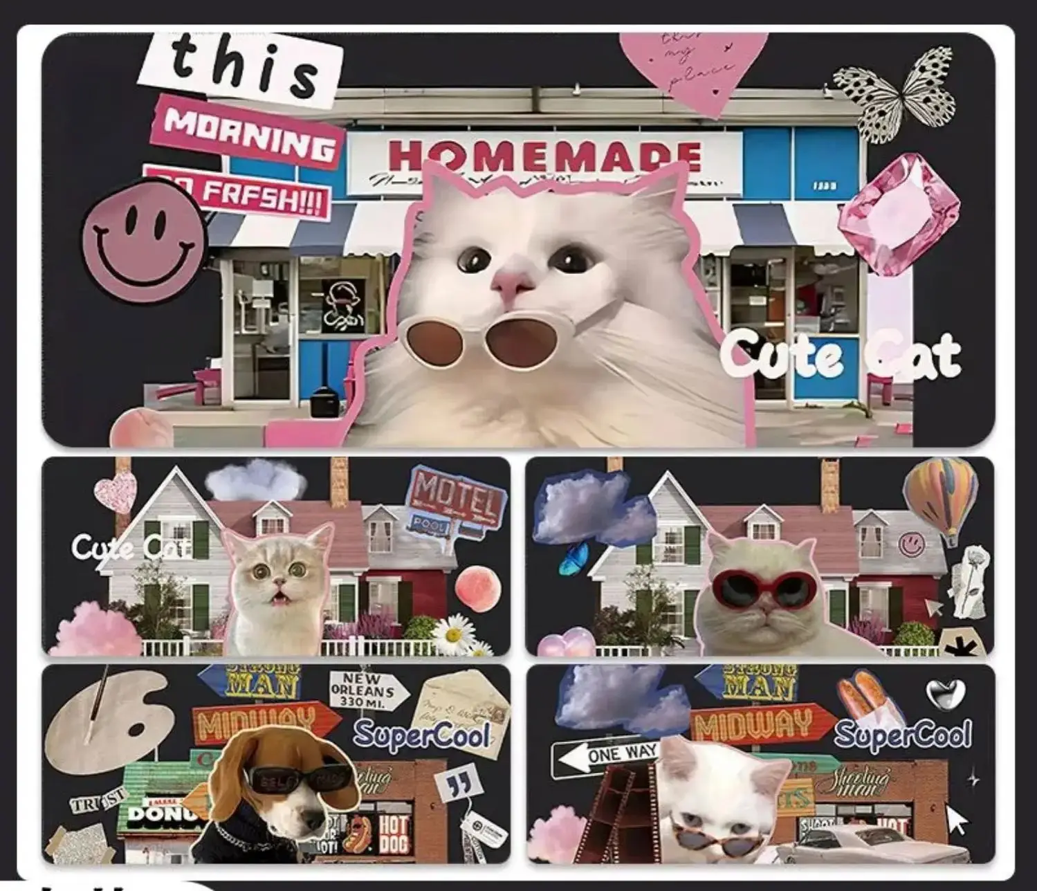 Simpatico cucciolo di gattino Pu Tappetino per mouse in pelle Tappetino per scrivania Tappetino per mouse Tipo di velocità del computer Tappetino per tappetino per tastiera portatile Cartoon