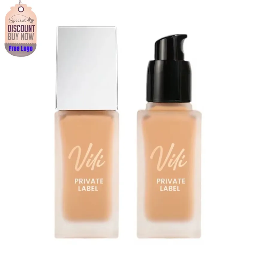 

Custom 10 Colors Oil Control Concealer Liquid Foundation Long Lasting Easy To Wear Waterproof Brighten Bulk Makeup Private Label