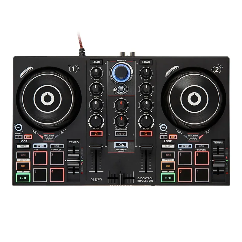 Mini smart DJ Dish Controller entry level portable dj playing processor players with sound card Can connect headphones sound RCA