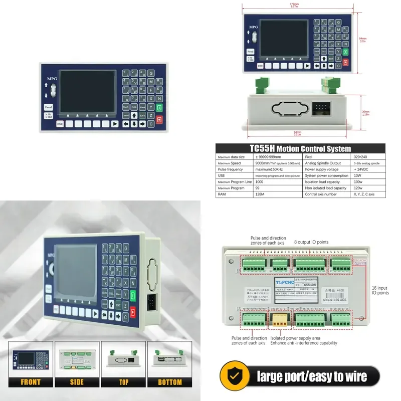 TC55H G Code Programmable 1-4 Axis 400KHZ Linkage for Stepper or Servo Motor Micro CNC System USB Port for Lathe