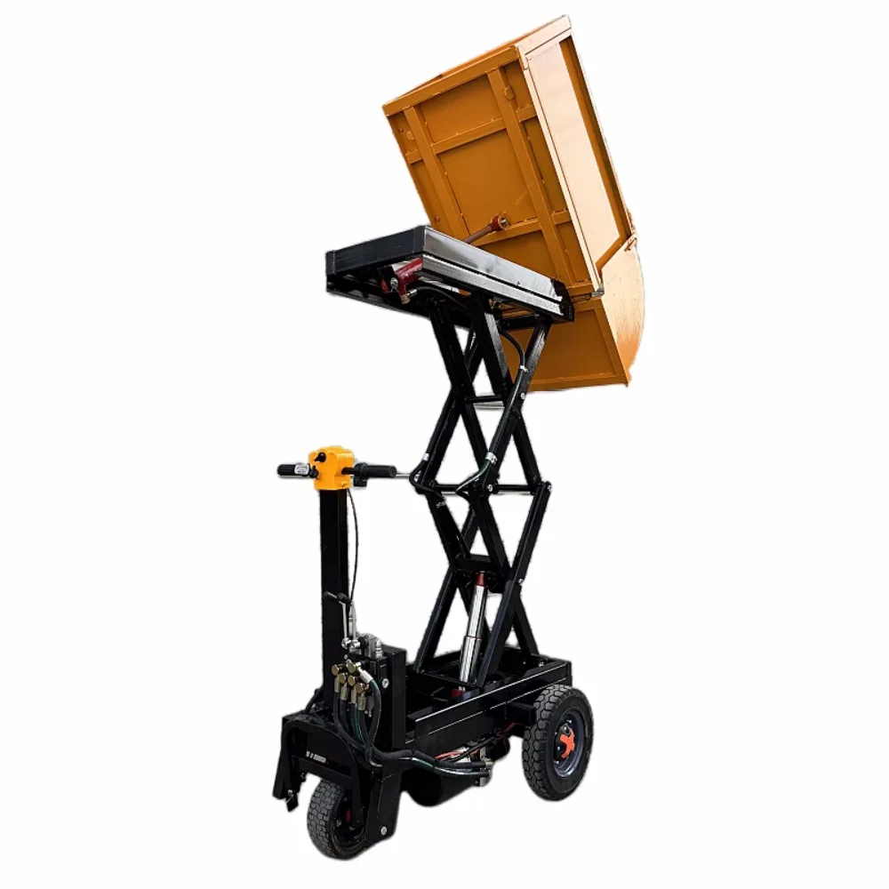 

Electric hydraulic lifting dump cart for construction site into the elevator indoor construction waste removal truck
