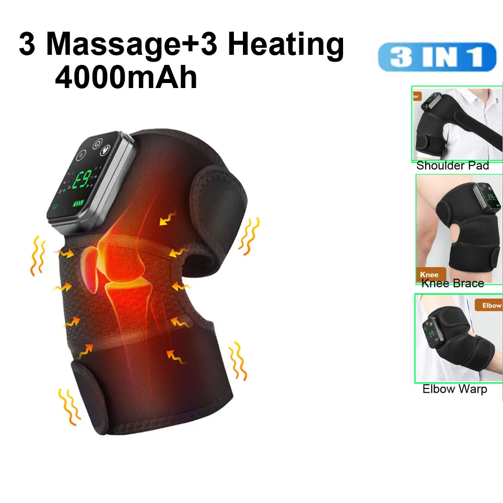 Cordless 3 in 1 Thermal Knee Pad Knee Shoulder Massager Vibration Leg Arm Joint Brace Muscle Relax Joint Brace Muscle Relaxation