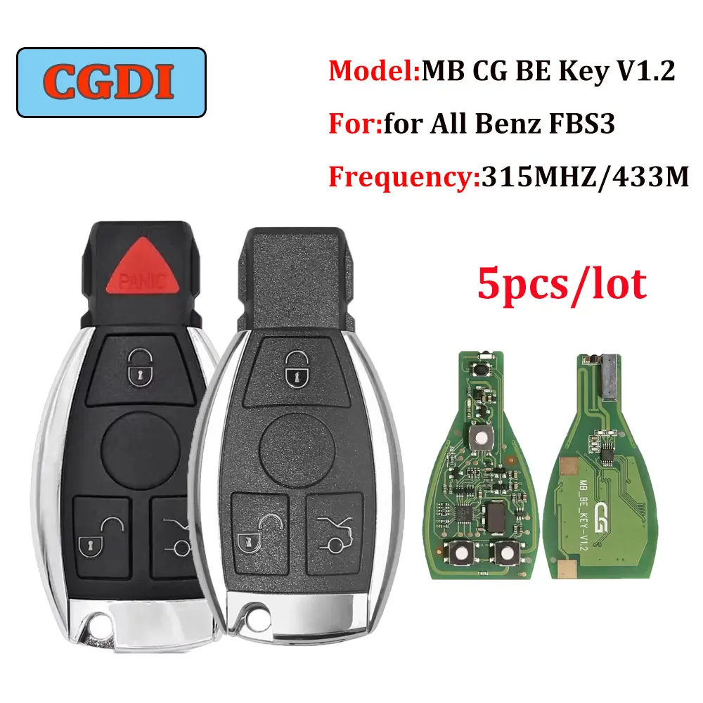 5pc CGDI MB CG BE Key V1.2 Car Key for Benz FBS3 315MHZ/433MHZ for CGDI MB Programmer and Get 1 Free Token for CGDI MB No Logo