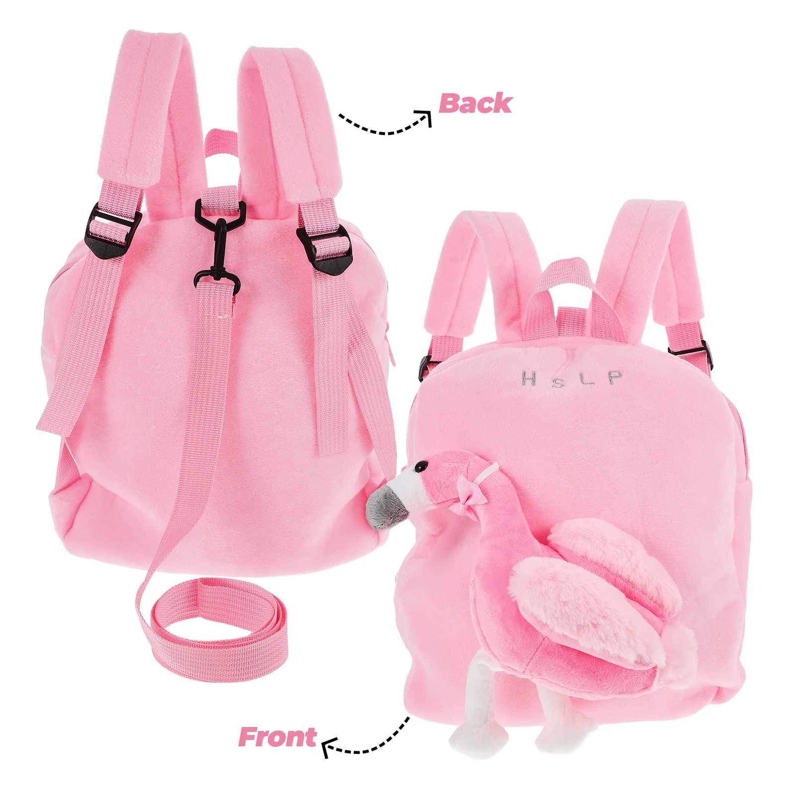 حقيبة ظهر فلامنغو للأطفال الصغار حقيبة مدرسية لرياض الأطفال لمرحلة ما قبل المدرسة للبنين والبنات حقيبة كتب للسفر والوجبات الخفيفة باللون الوردي