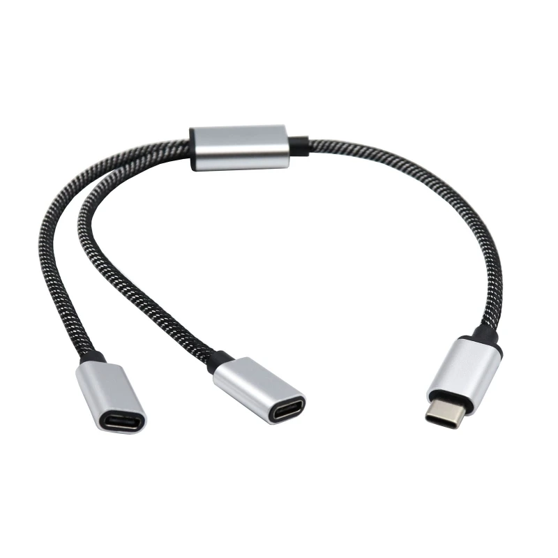 Compact USB C Male to Double USB C Female Splitter Cable 480Mbps Data Speed Charging Cable for Type C Tablets,Laptops