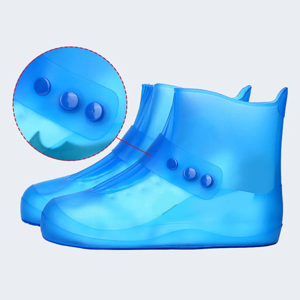

1Pair Outdoor Waterproof Shoes Cover Blue Size 36-37 Durable Non-Slip Shoe Cover Boot Protector Anti-Skid Overshoes