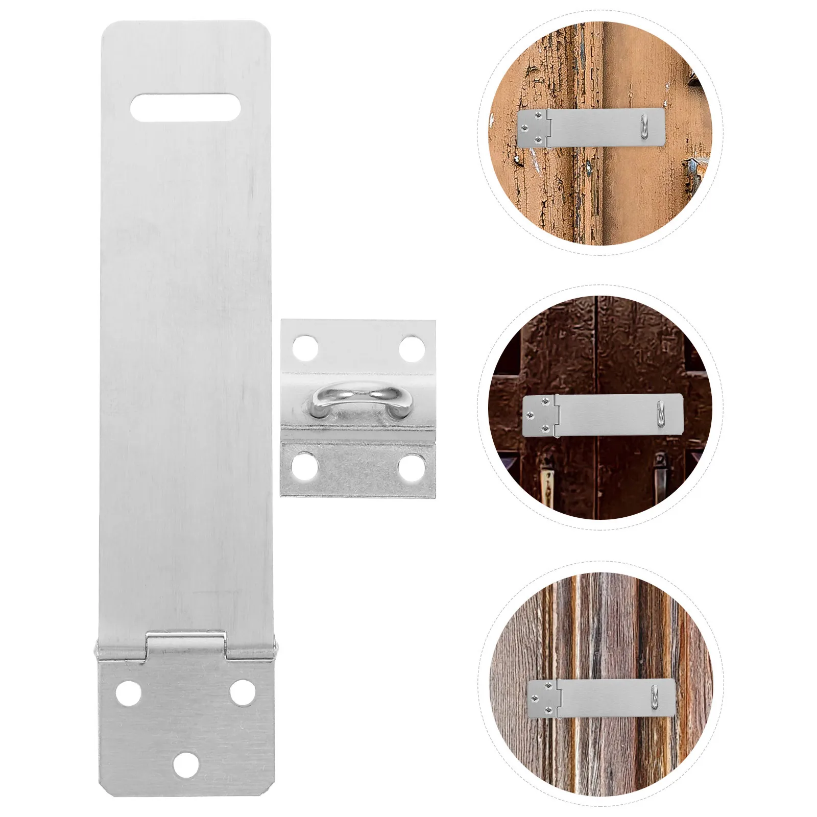 

2Sets Heavy Duty Stainless Steel Door Security Latch Hasp Lock Safety Lock Hinge for Wooden Doors Cabinets Gates
