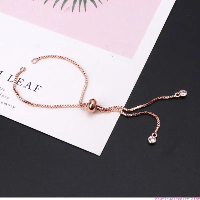 E1PE Brass Bracelet Makings Slider Bracelets Extender Link Chain with Stopper Bead