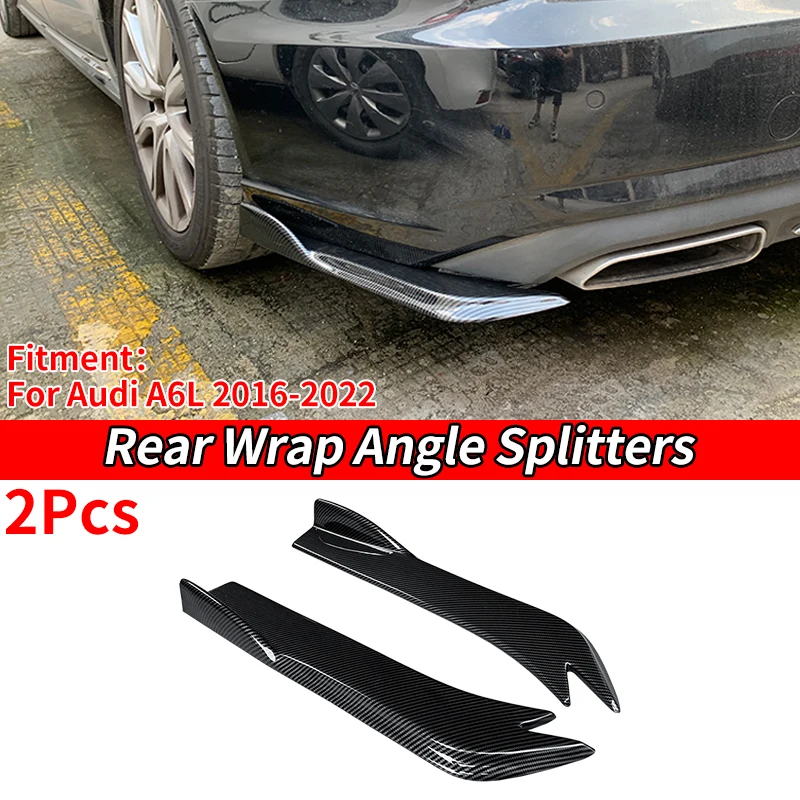 

For Audi A6 2016-2022 Car Rear Bumper Splitters Aprons Trunk Lip Spoiler Canard Wing Diffuser Wrap Angle Protector ABS Carbon