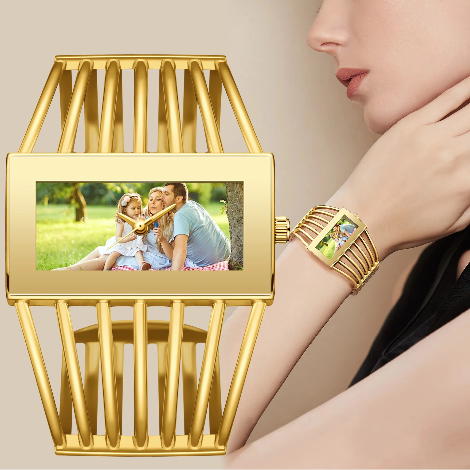 

DIY Customisable Photo Bracelet Watch for Women: Minimalist and Elegant Square Dial, Water-Resistant relojes de mujeres