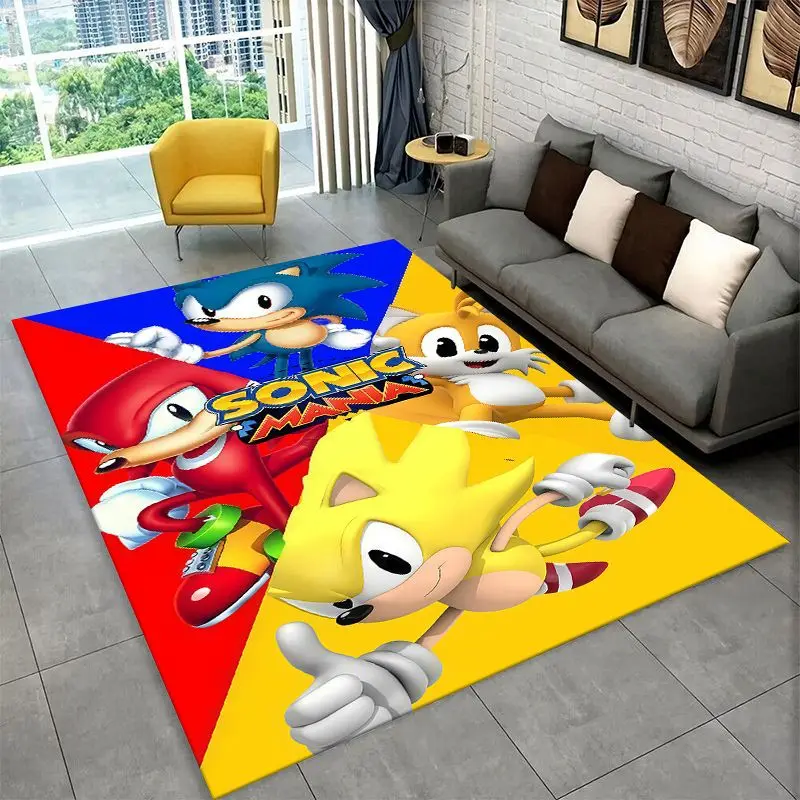 Classic Game S-Sonic Cartoon Non-Slip Area Rug for Living Room,Bedroom,Playroom,Soft Carpet Floor Mat Home Decor Rug Kids Room