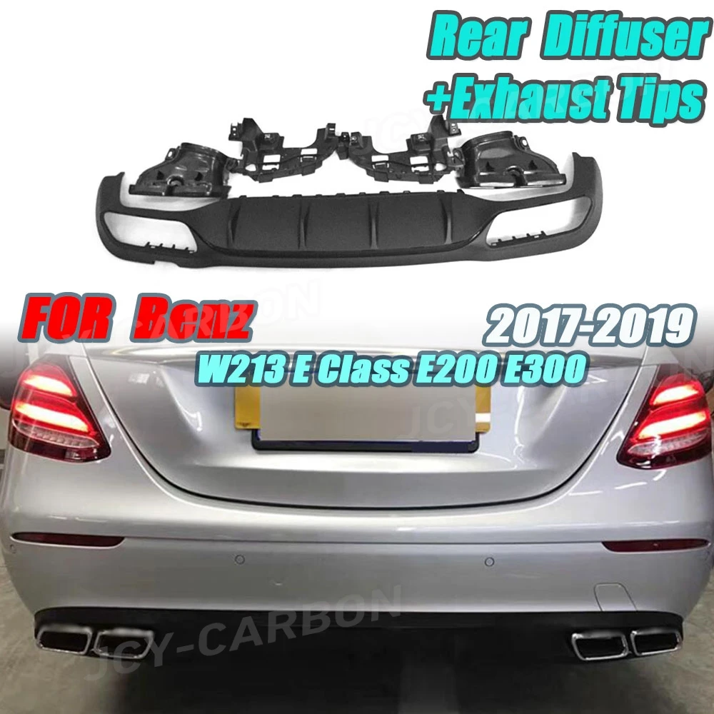 

Auto Rear Diffuser With Exhaust Tips For Mercedes Benz W213 E Class E200 E300 Standard Bumper 2017 2018 2019 4 Outlet