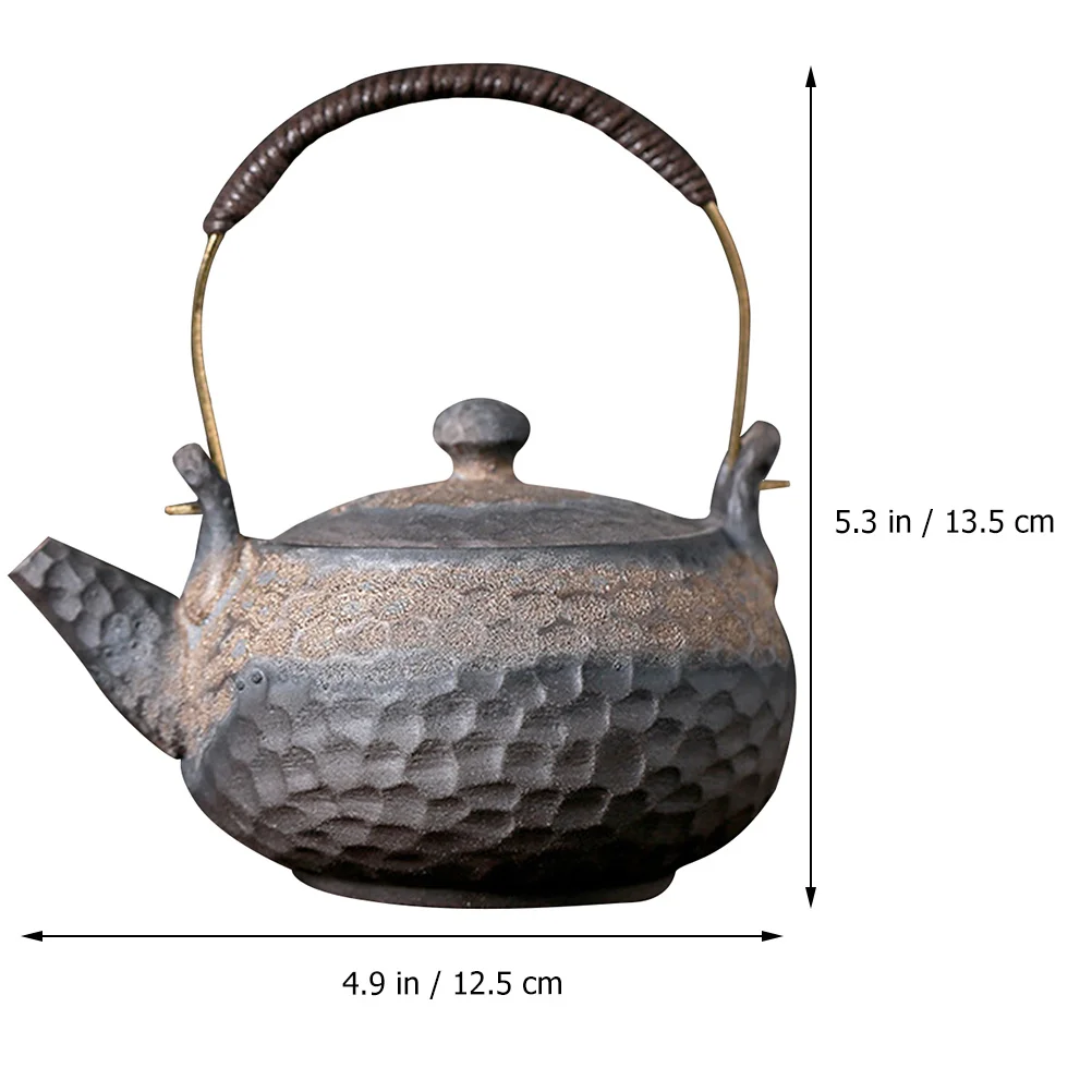 

230Ml Lifting Handle Teapot Ceramic Retro Style Heat Resistant Tea Pot with Filter Hole for Home Use Portable Water Jug Kung Fu