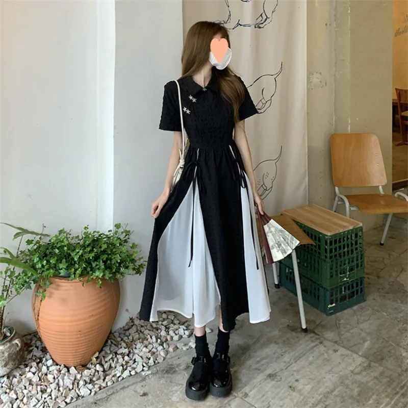 Robe mi-longue à bandes pour femmes, tenue élégante, de Style coréen, tendance, décontractée, pour tous les jours, Simple, été