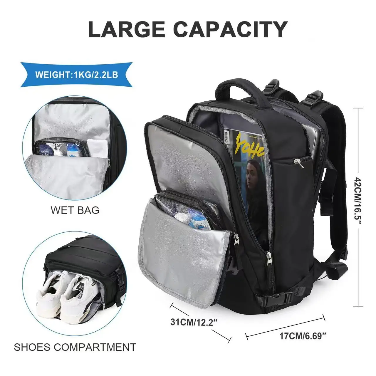 2023NEW Men's and Women's Travel Backpack Aircraft Large Capacity Multifunctional Luggage Lightweight Waterproof Casual Bag Lapt