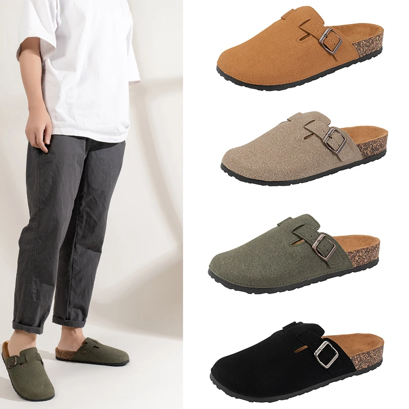 

Classic Beach Shoes Men's Suede Sandals 2026 Retro Cork Clogs Slippers for Men Mules Shoe with Arch Support Women