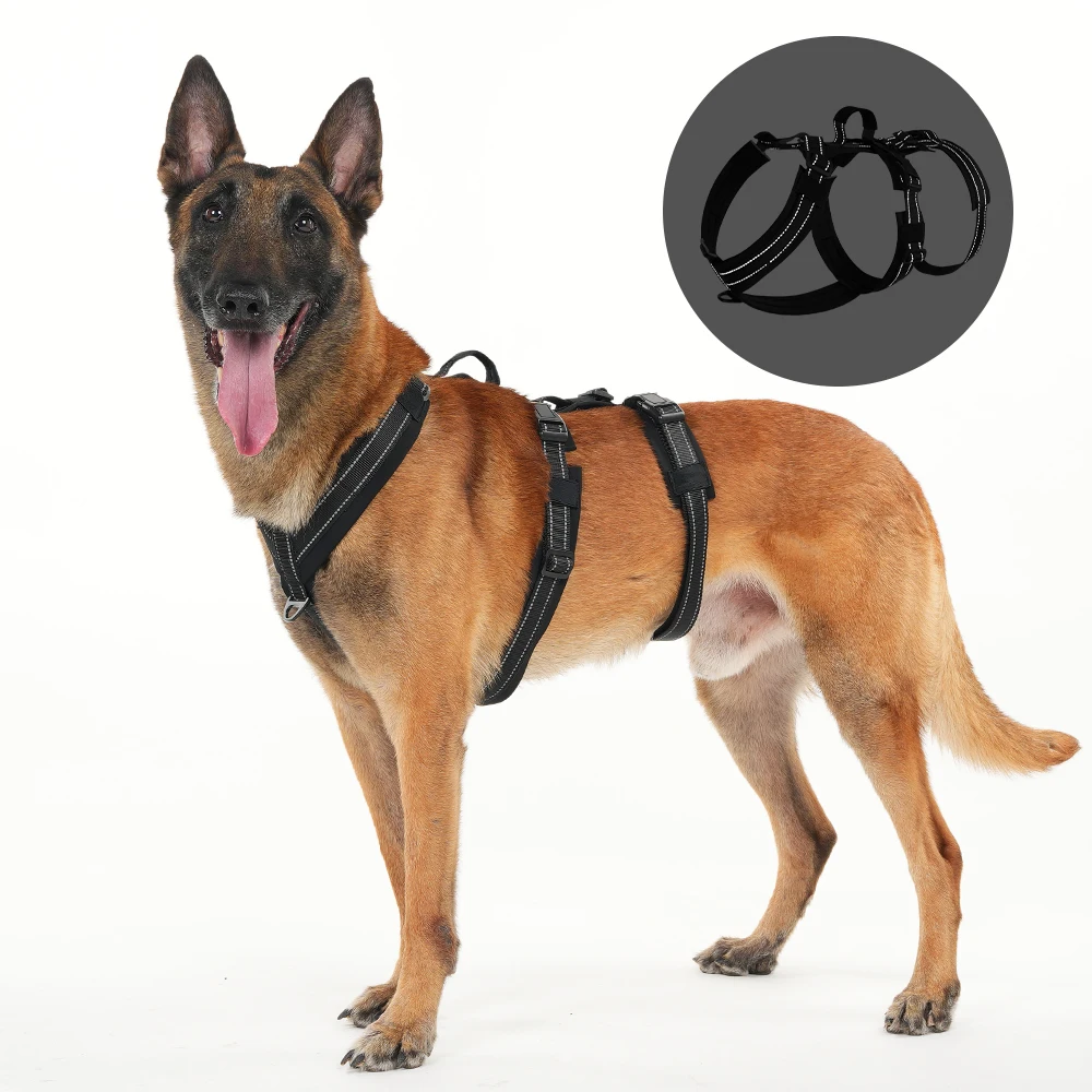 F5022 Reflective Escape‑Proof Dog Harness and Leash Set, 3‑Section Adjustable Dog Lead for Outdoor Use