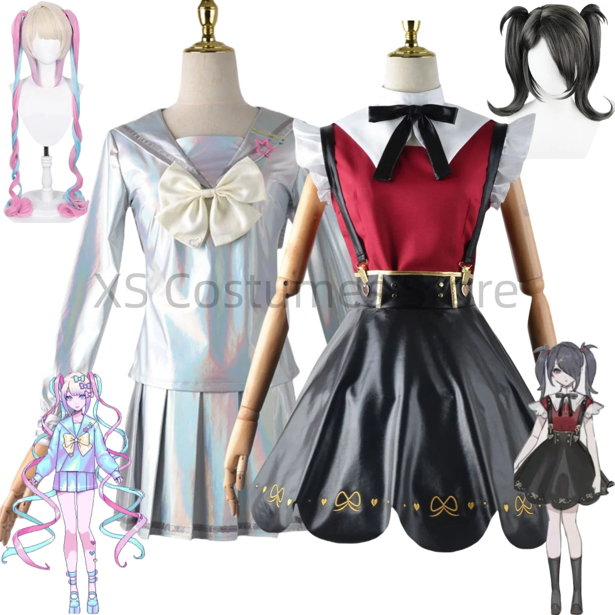 

Anime Rain Ame Cosplay Costumes Wig Needy Girl Overdose Accessories Shoes Upscale Sexy Uniform Set