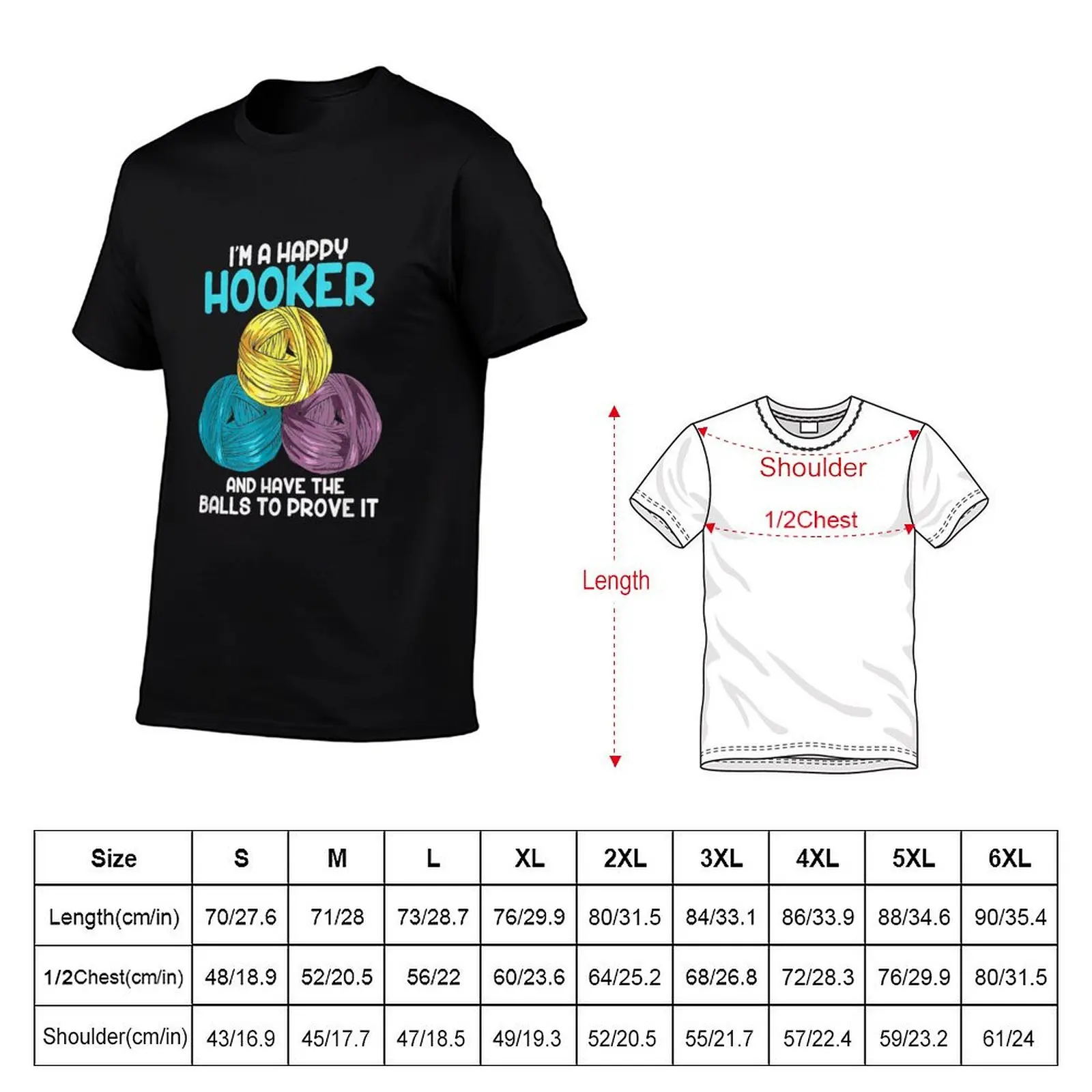 Im a happy Hooker Quilting Sewing Crocheting Funny Crotchet T-Shirt Street Style Casual Tee Shirt