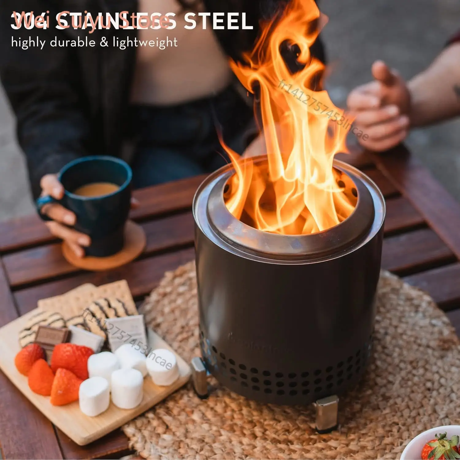 المحمولة النار موقد فولاذي غير قابل للصدأ سخان صغير النار موقد الخشب فرن التخييم في الهواء الطلق شواء دخاني حفرة نار نحاس #2