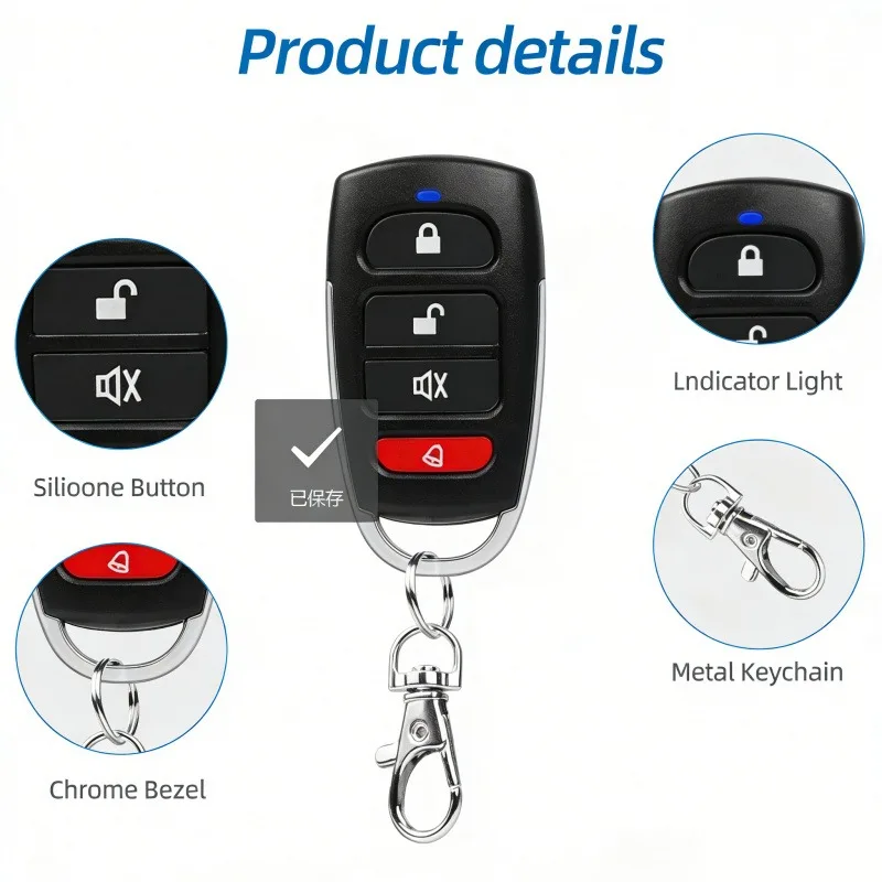 Universal Wireless Copy Remote 4-Button Garage Door Opener Handheld Transmitter 433MHz RF