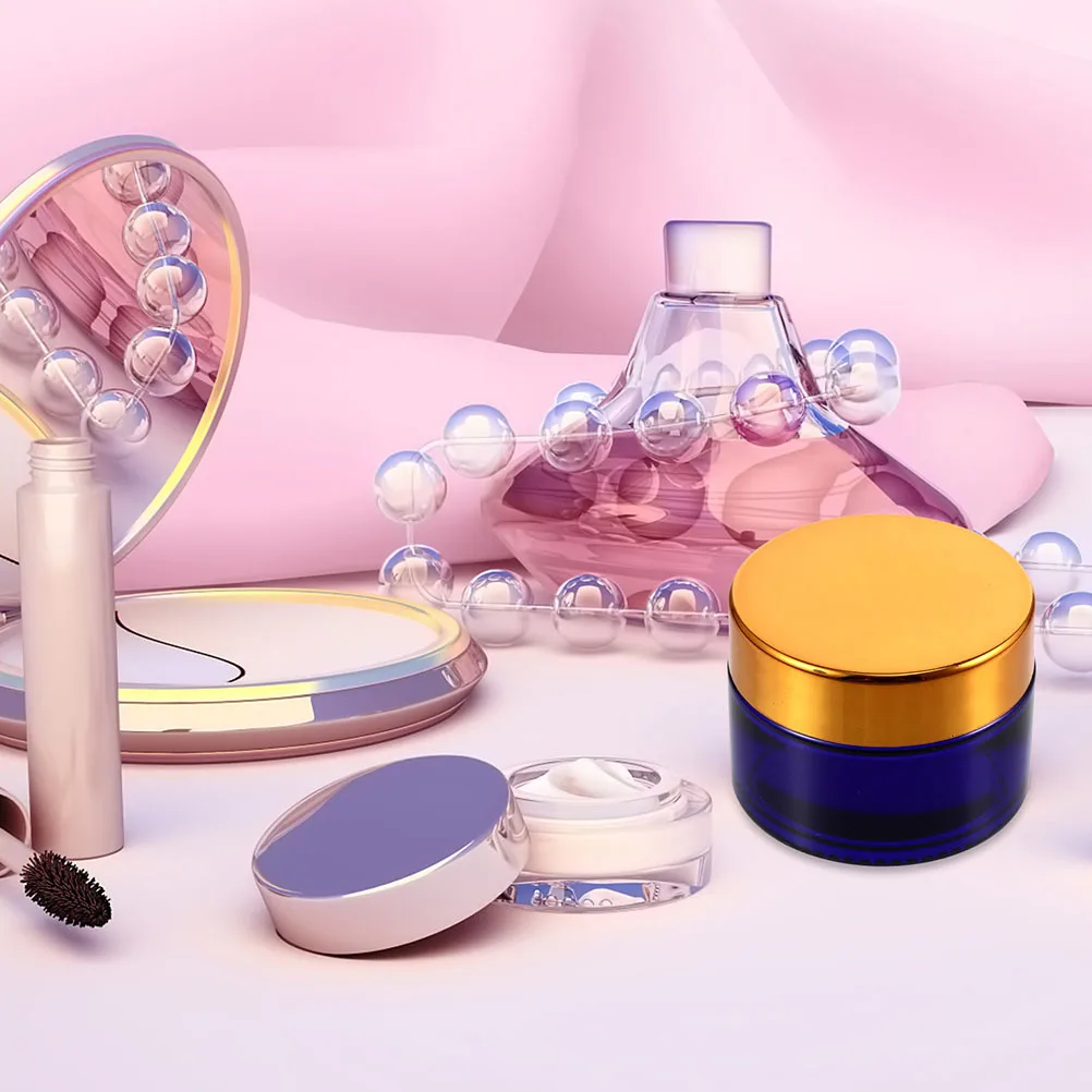 5 個のフェイスクリームサブガラスボトル詰め替え可能な多目的ポータブルストレージジャー旅行用フェイシャルクリームライト