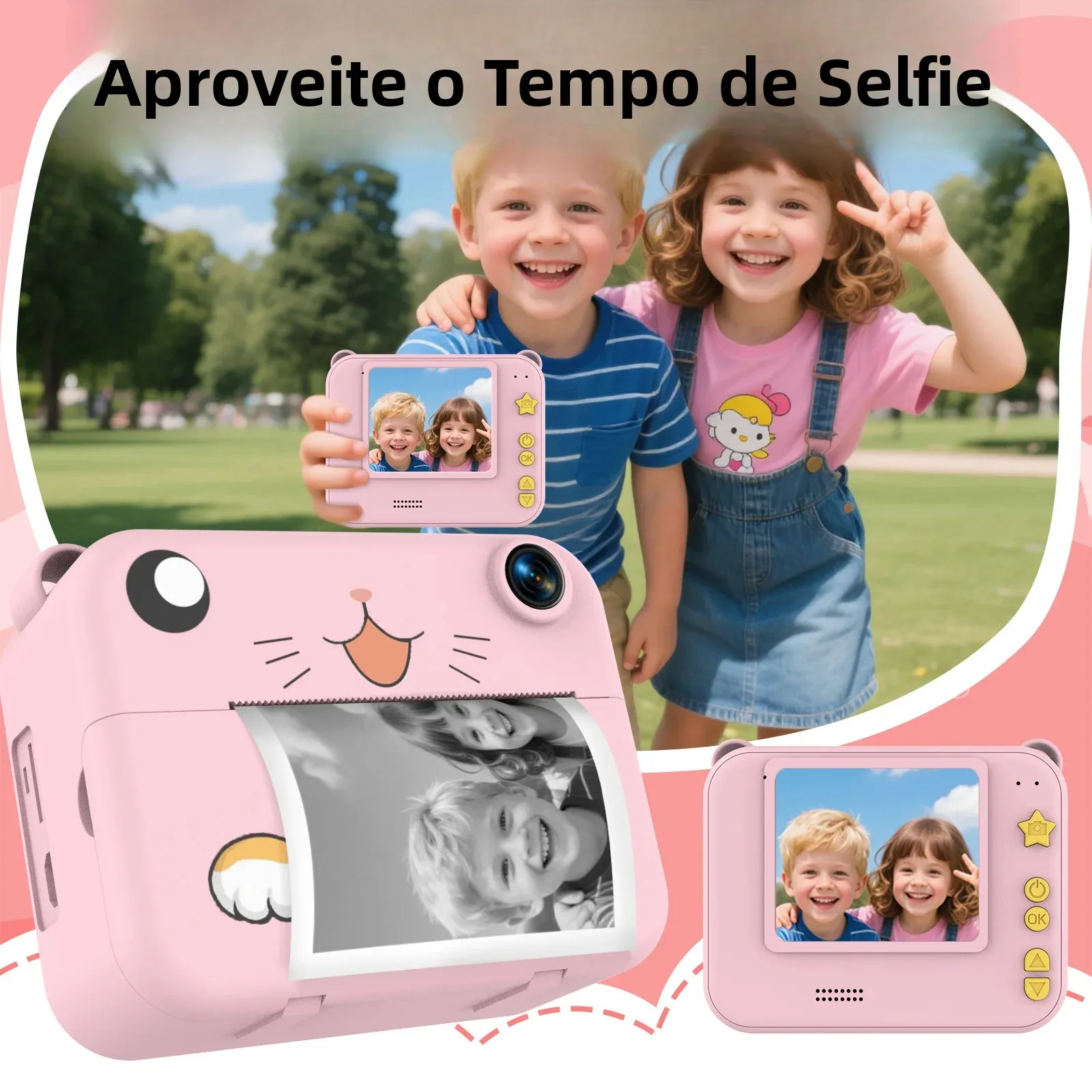 デジタル子供用カメラ-キッズカメラ-インスタントプリント写真-hdビデオレコーダー-ミニサーマルプリンター-最高の誕生日祝いギフト-1080p