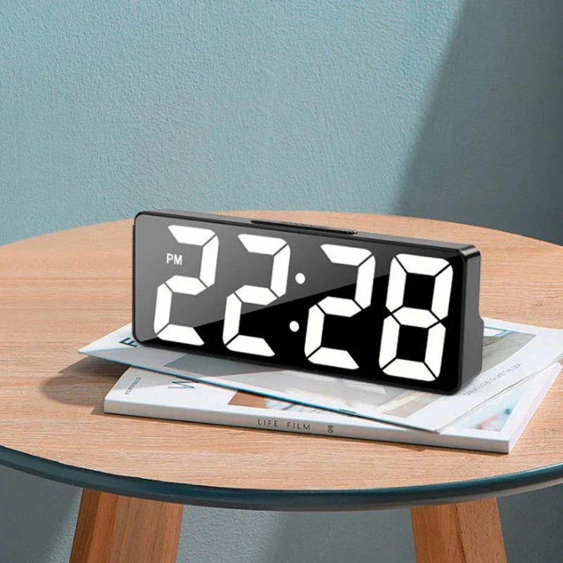 Multi-function Digital Alarm Clock Temperature Date Alarm Snooze Sound Control Night Mode Desk Clock 12/24H LED Clock