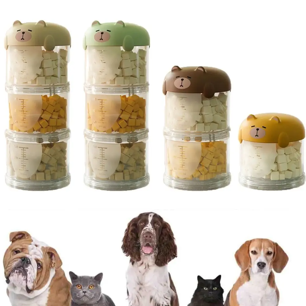 Practical Plastic Multi-Layer Cat Food Box Moisture-Proof Cute Pet Food Packing Box Sealed Dog Snacks Storage Box for Pets