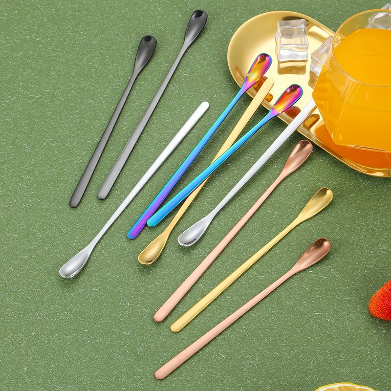 

Long Handle Stirring Spoon Stainless Steel Food Grade Coffee Utensil Waterdrop Shape Ice Spoon Honey Cocktail Mixing Bar Tool
