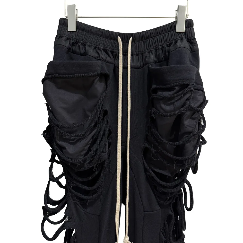 High Street Dark RO Pant Men's Hollow Out Distressed Ripped Jeans Retro Trend Casual Loose Versatile Fashion Casual Pants