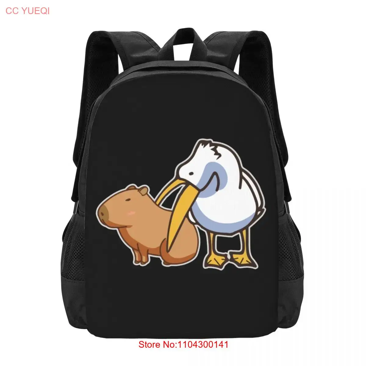 Pelican Tries to Eat Capybara Funny Cute Kawaii  Collaboration Backpack Large Capacity Cute Foldable  Clothes Backpacks