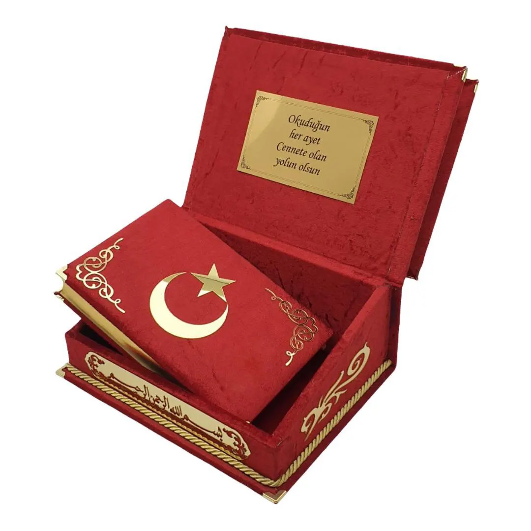 The Holy Quran Gift Koran Set Red Moon Star With Red Velvet Box