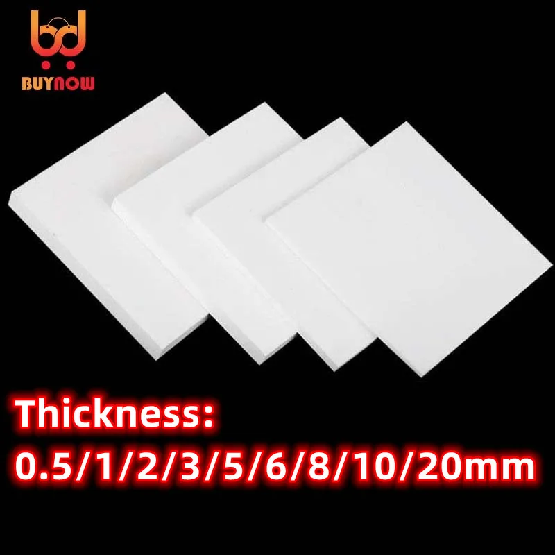 200x200mm PTFE Sheet PTFE Plate PTFE Board Block Polytef Plate Anti-Corrosion Machining Model Processing 0.5/1/2/3/4/5/6/8/10mm