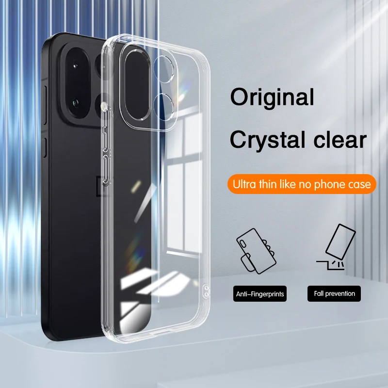 Custodie per telefoni ultra sottili antiurto per OnePlus 15 5G Silicone morbido trasparente Protezione fotocamera originale Cover posteriori sottili e semplici 1 + 15