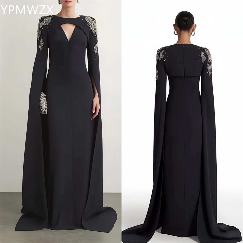 

Customized YPMWZX Scoop Neckline Column Floor length Skirts Bead Bespoke Occasion Dresses