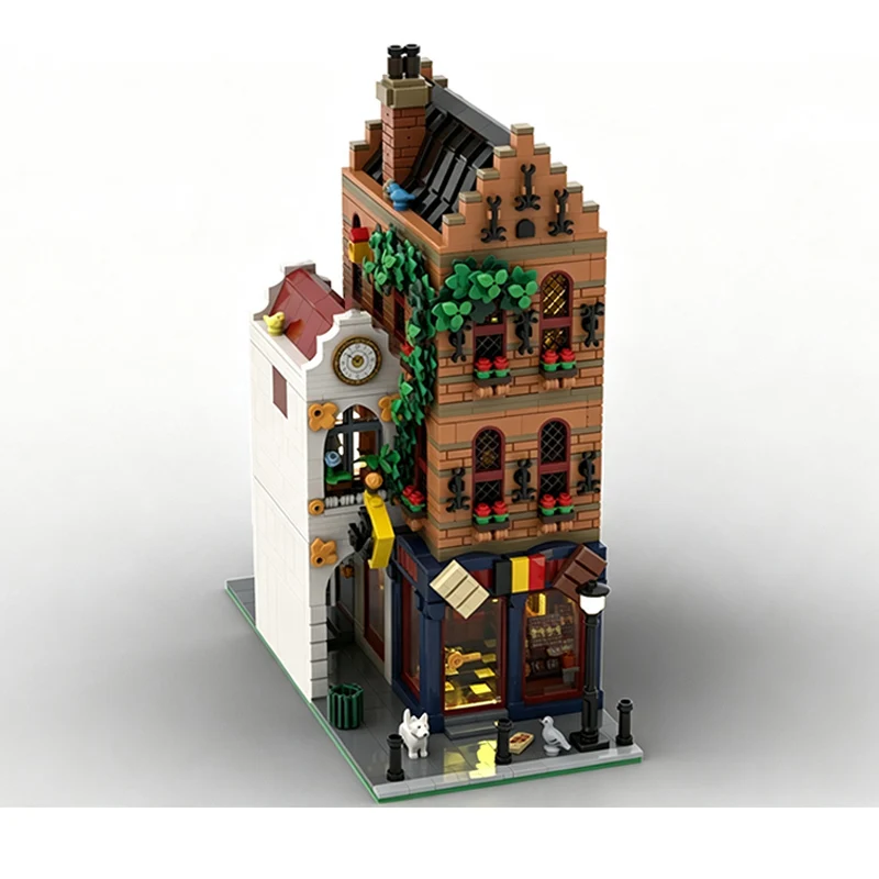 City Street View Model MOC Building Bricks Large Chocolate Shop Modular Technology Gifts Holiday Assemble Children Toys Suit