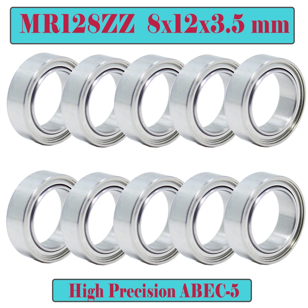 MR128ZZ Ball Bearing 8x12x3.5 mm 10Pcs ABEC-5 Miniature Metric Chrome Steel L-1280ZZ W678ZZA MR128 Z ZZ Bearings MR128Z