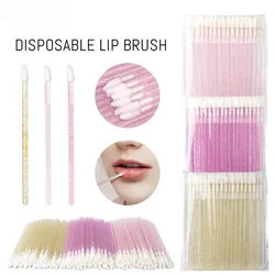 50 Pcs Disposable Lip Brush Crystal Eyelash Extension Mascara Applicator Lipstick Wands Set Women MakeUp Brushes Tools