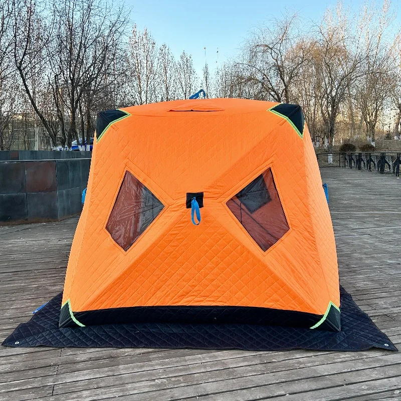 

Outdoor Two-Door Portable Multi-Window Automatic Hiking Pop up Waterproof Three Layer Thicken Quick-Opening Ice Fishing Tent