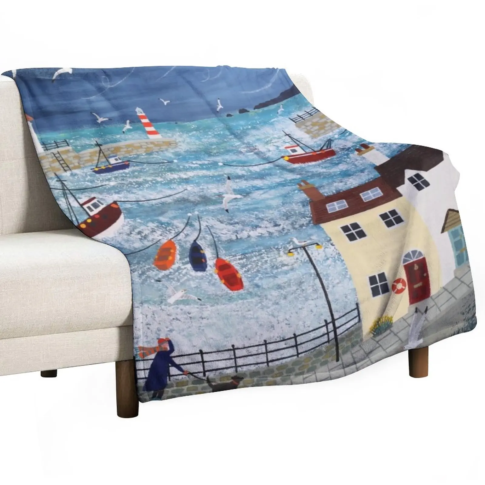 

Stormy Harbour Throw Blanket Hairy Cute Plaid Blankets