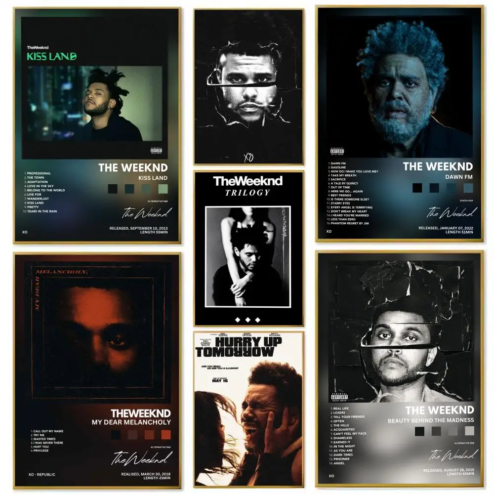 Póster de cantante t-the weeknd, papel impreso para el hogar, sala de estar, dormitorio, entrada, Bar, cafetería, decoración de pintura artística