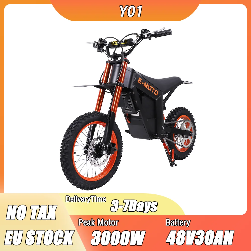 Moto Elettrica con Motore da 3000W, Batteria al Litio 48V30AH, Freno Idraulico, Pneumatici 14-12 Pollici, Bici Elettrica per Tutti i Terreni