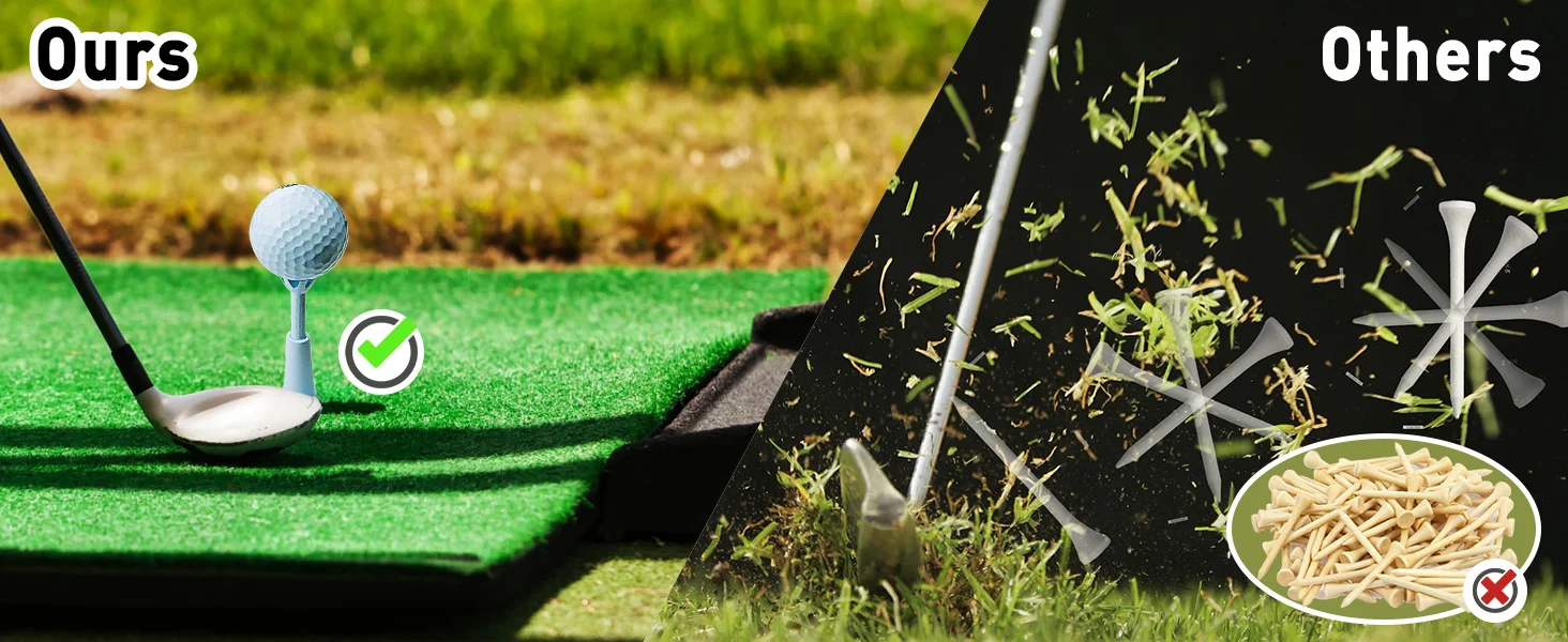 FzcSpeed 2er-Pack verstellbarer Golf-Tee für verschiedene Driving-Range-Distanzen, Golfballhalter aus Gummi für Übungsmatten, Zubehör für das Training in Innen- und Außenbereichen. – Detail 10
