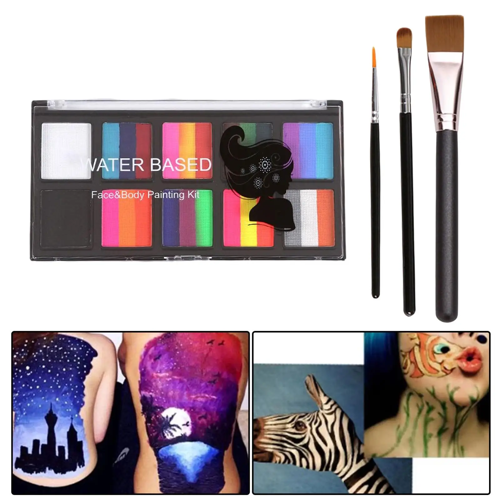 Body Paint Makeup Kit with Brushes Professional Face Painting Kit for Kids