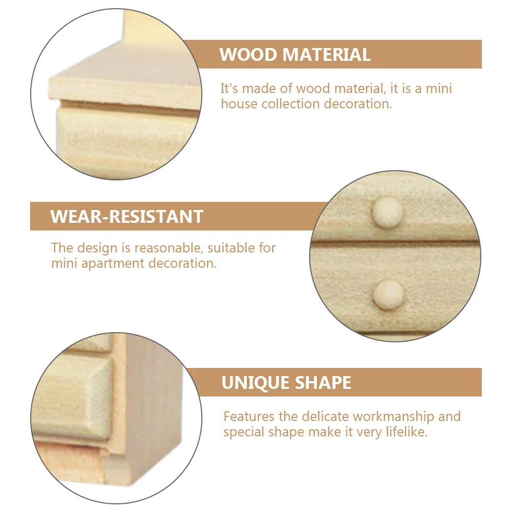 

Miniature Wood Storage Cabinet Smooth Lifelike Bedside Table Ornaments for Mini House Bedroom Decoration Miniature Bedside Table